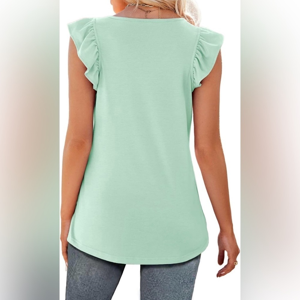 Agseem Loose Fit Ruffle Sleeveless Summer Blouse, M - Picture 2 of 7